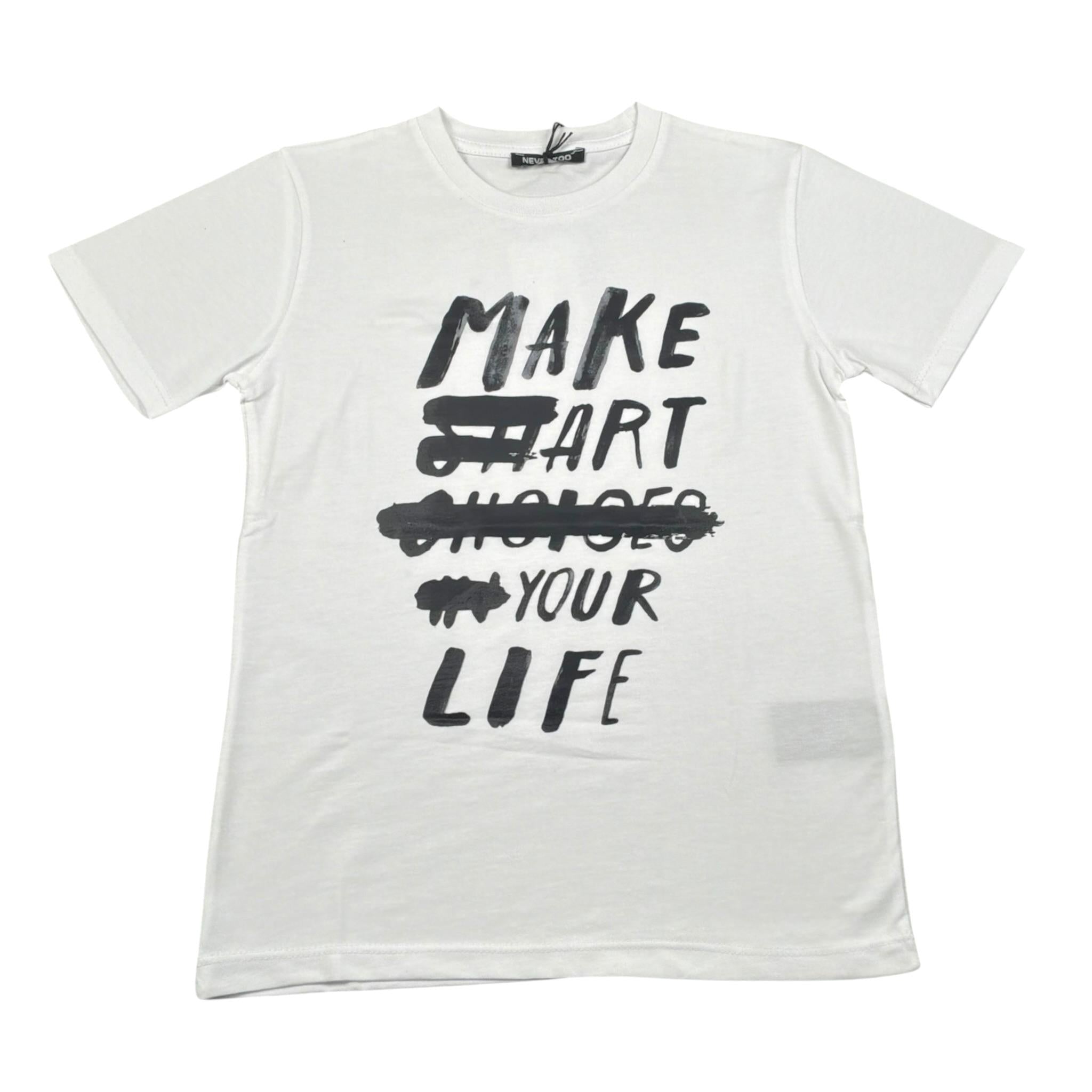 Never Too T-Shirt tinta unita con Logo Bianco per Bambino NT2461P BIANCO NEVER TOO 