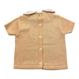 Babidu T-Shirt Tinta Unita Con Colletto In Contrasto E Trafori Pesca Per Neonata