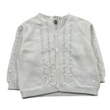 La Stupenderia Cardigan Tinta Unita con Ricami per Neonato V2401308A BIANCO LA STUPENDERIA 