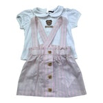 Moschino Completo 2 Pezzi Salopette-T-Shirt Bicolore per Neonata MAG00Z BIANCO/ROSA MOSCHINO 