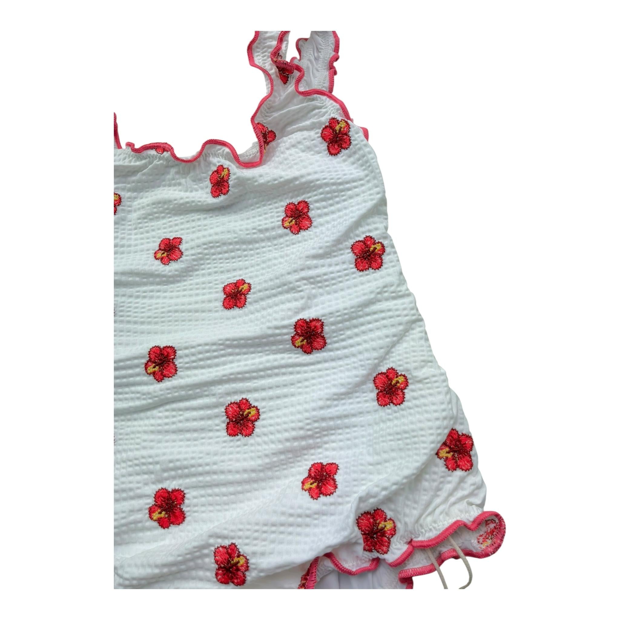 Saint Barth Costume Intero Tinta Unita con Stampa per Bambina 00636L BIANCO SAINT BARTH 