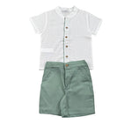 Calamaro Completo 2 Pezzi Camicia-Bermuda Bicolore per Neonato 11154 BIANCO/VERDE CALAMARO 
