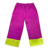 Ilfarobimbi Pantalone Modello A Palazzo Bicolore Con Elastico In Vita Magenta Per Bambina