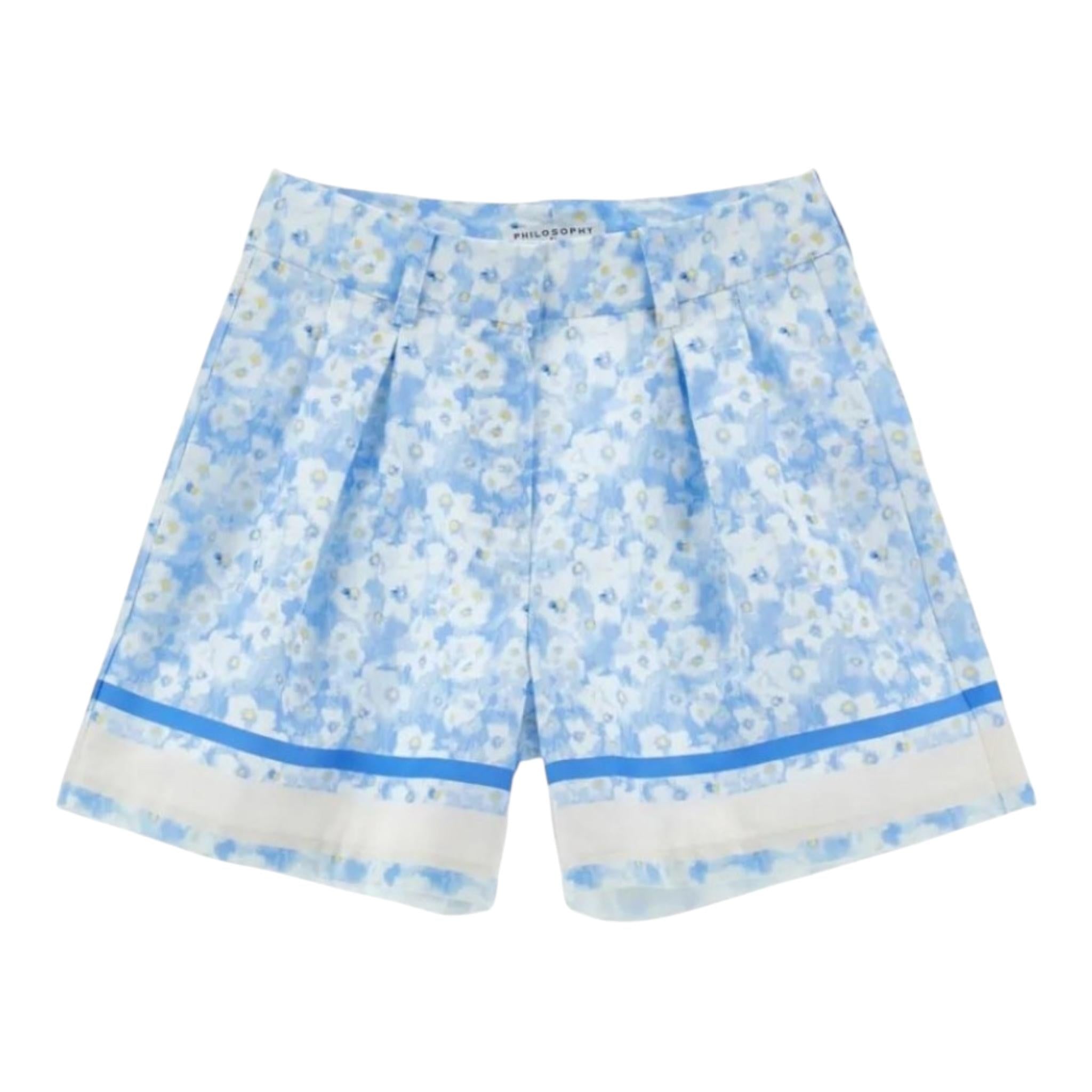 Philosophy Short Tinta Unita con Stampa Fiori per Bambina I1E412 BIANCO PHILOSOPHY 