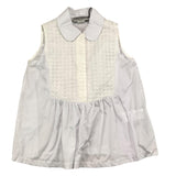 Simonetta Camicia Giromanica Tinta Unita Con Ricami Bianco Per Bambina