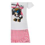 Moschino Completo 2 Pezzi T-Shirt-Short Bicolore per Bambina HDG01C BIANCO/ROSA MOSCHINO 