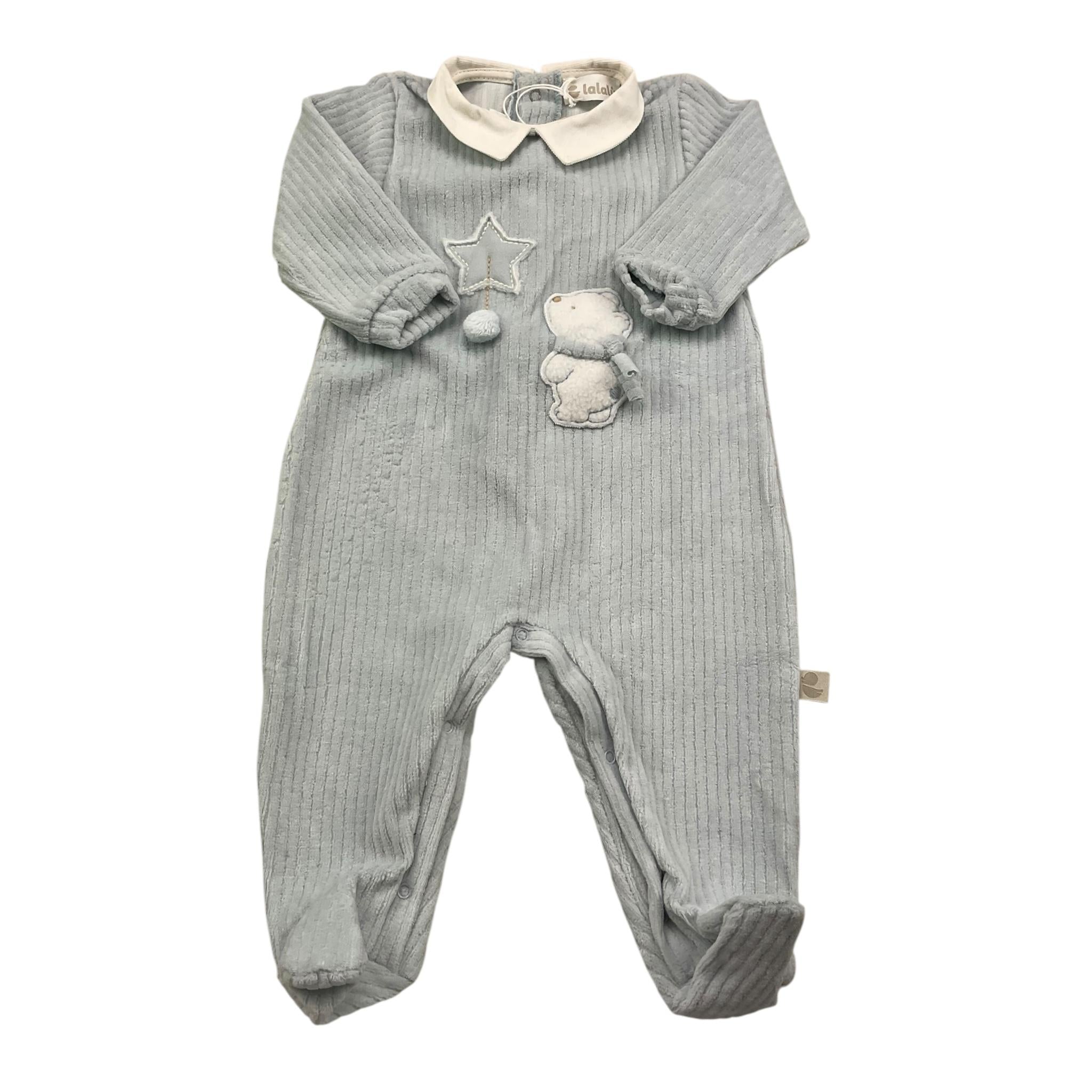 LALALU' tutina tinta unita con stampa Azzurro per Neonato TCL1NXX AZZURRO LALALU' 