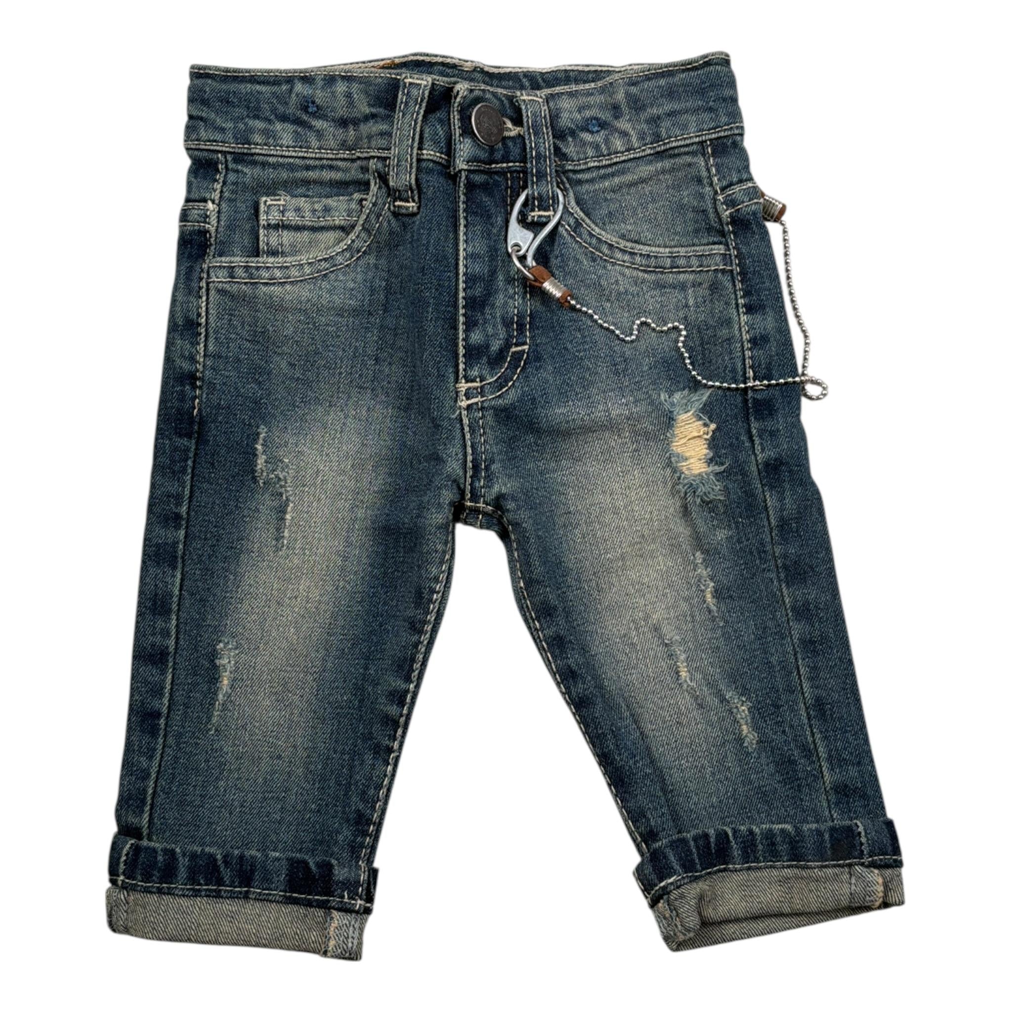 Never Too Jeans tinta unita con Strappi Blu per Neonato NT1365N BLU NEVER TOO 