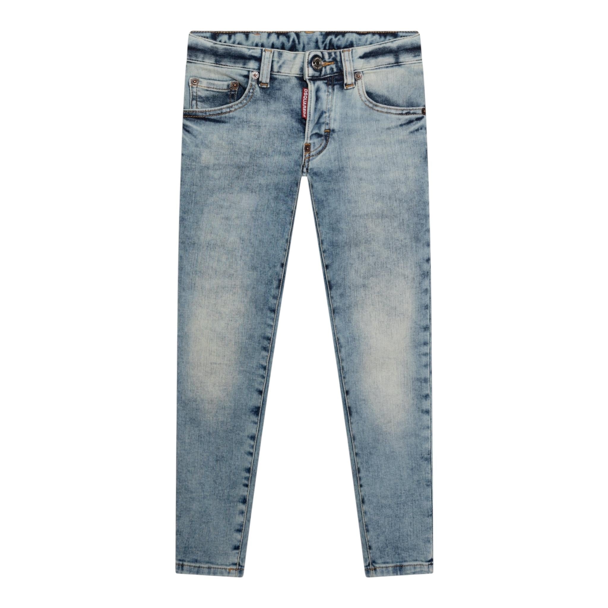 Dsquared2 Jeans Tinta Unita con 5 Tasche per Bambino DQ03LD AZZURRO DSQUARED2 