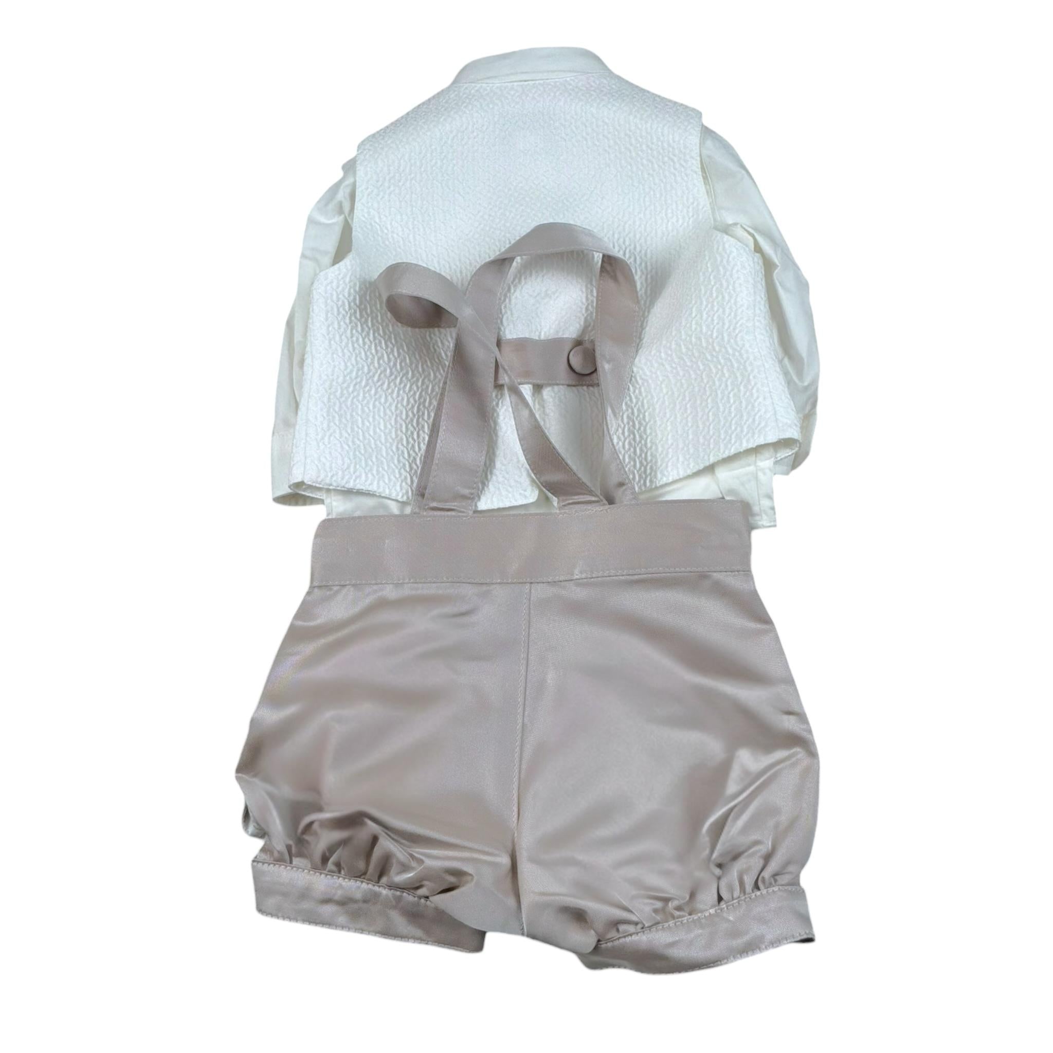 Minu' Completo 4 Pezzi Camicia-Bermuda-Gilet-Papillion per Neonato M4063Z4 BIANCO MINU' 