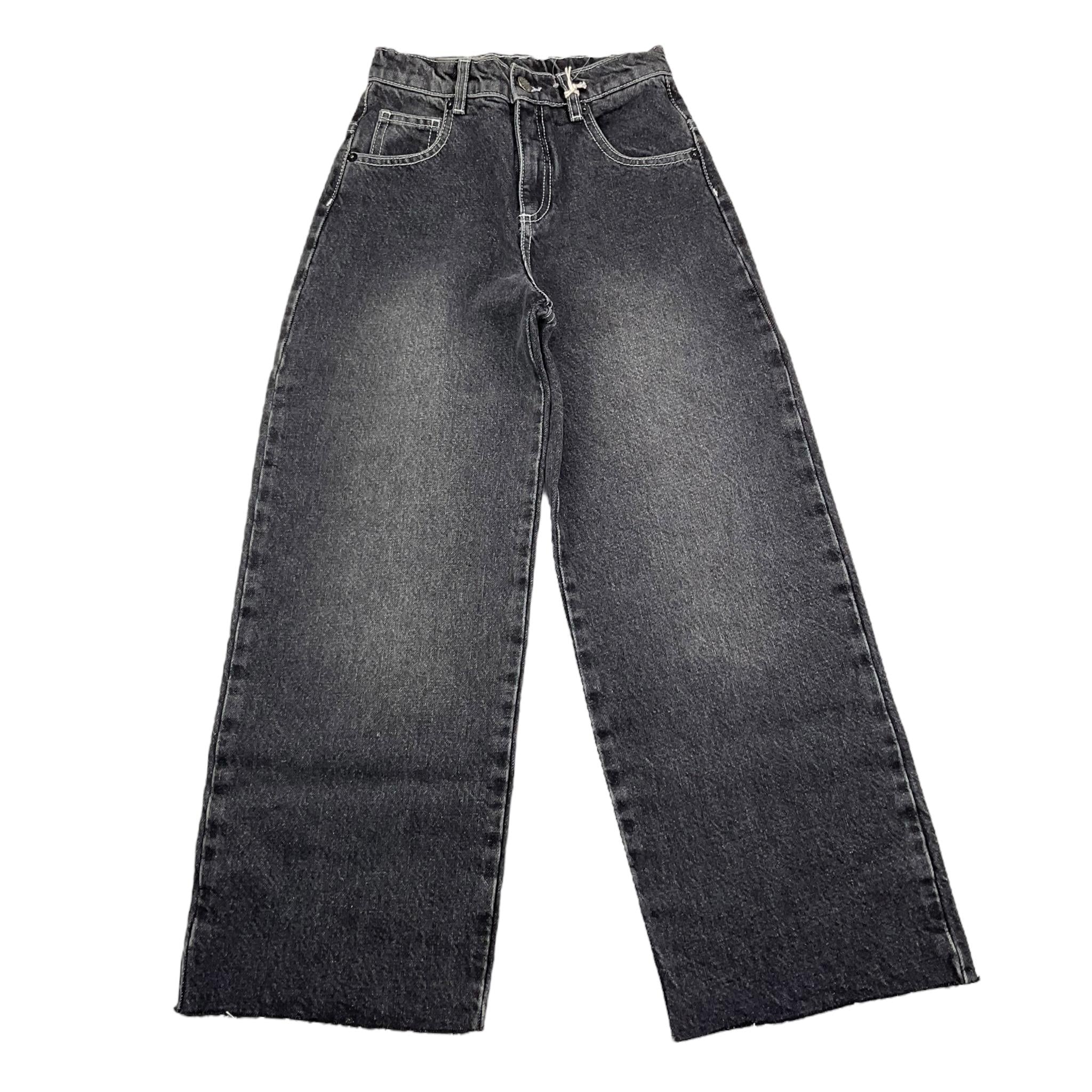 DOU DOU jeans tinta unita con girovita regolabile modello palazzo Nero per Bambina DV6P50 NERO DOU DOU 