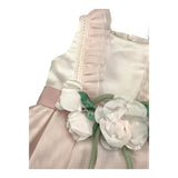 Colori Chiari Abito Cerimoniale Tinta Unita Con Tulle E Cinturino Bianco/Rosa Per Neonata