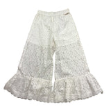 Twinset Pantalone Con Ricami Tinta Unita A Palazzo Bianco Per Bambina
