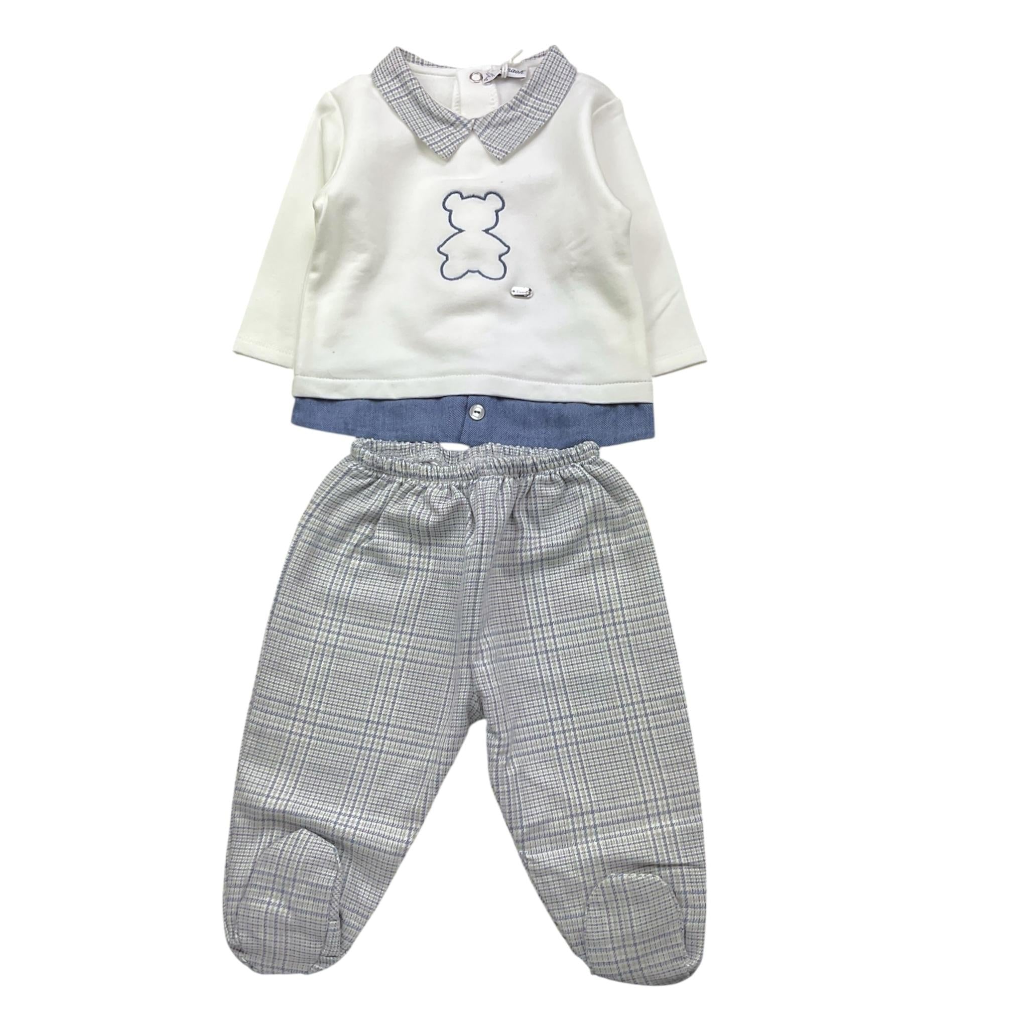 NINNAOH completo 2pz maglia-ghettina Bianco/blu per Neonato I22240C BIANCO/BLU NINNAOH 