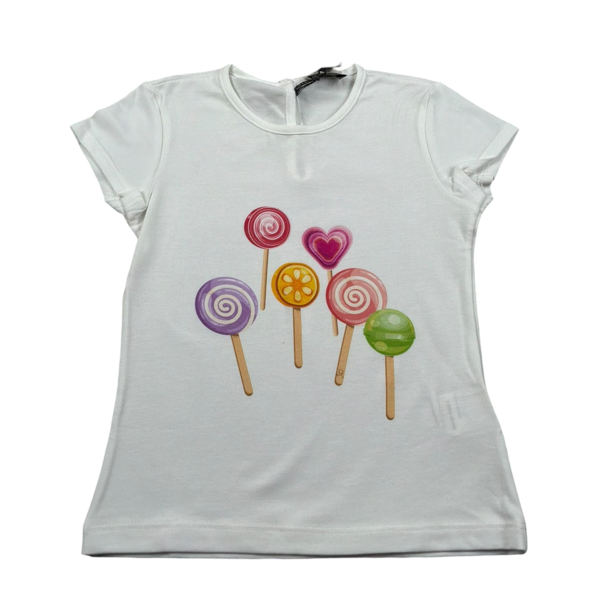 J.O. Milano T-Shirt Girocollo Tinta Unita con Stampa per Bambina 576Q5J BIANCO J.O. MILANO 