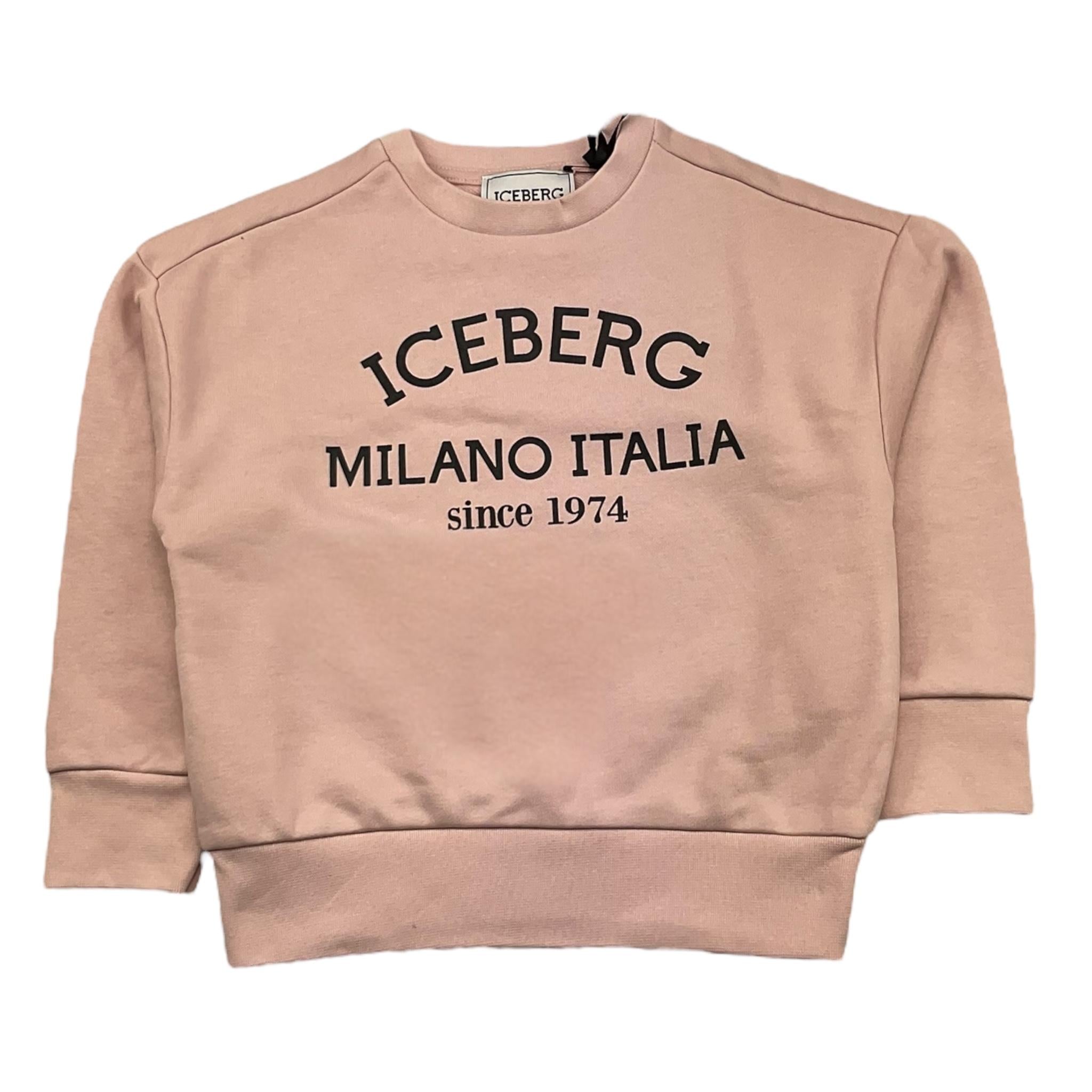 ICEBERG felpa chiusa girocollotinta unita con stampa logo Rosa per Bambina MFICE5334J ROSA ICEBERG 