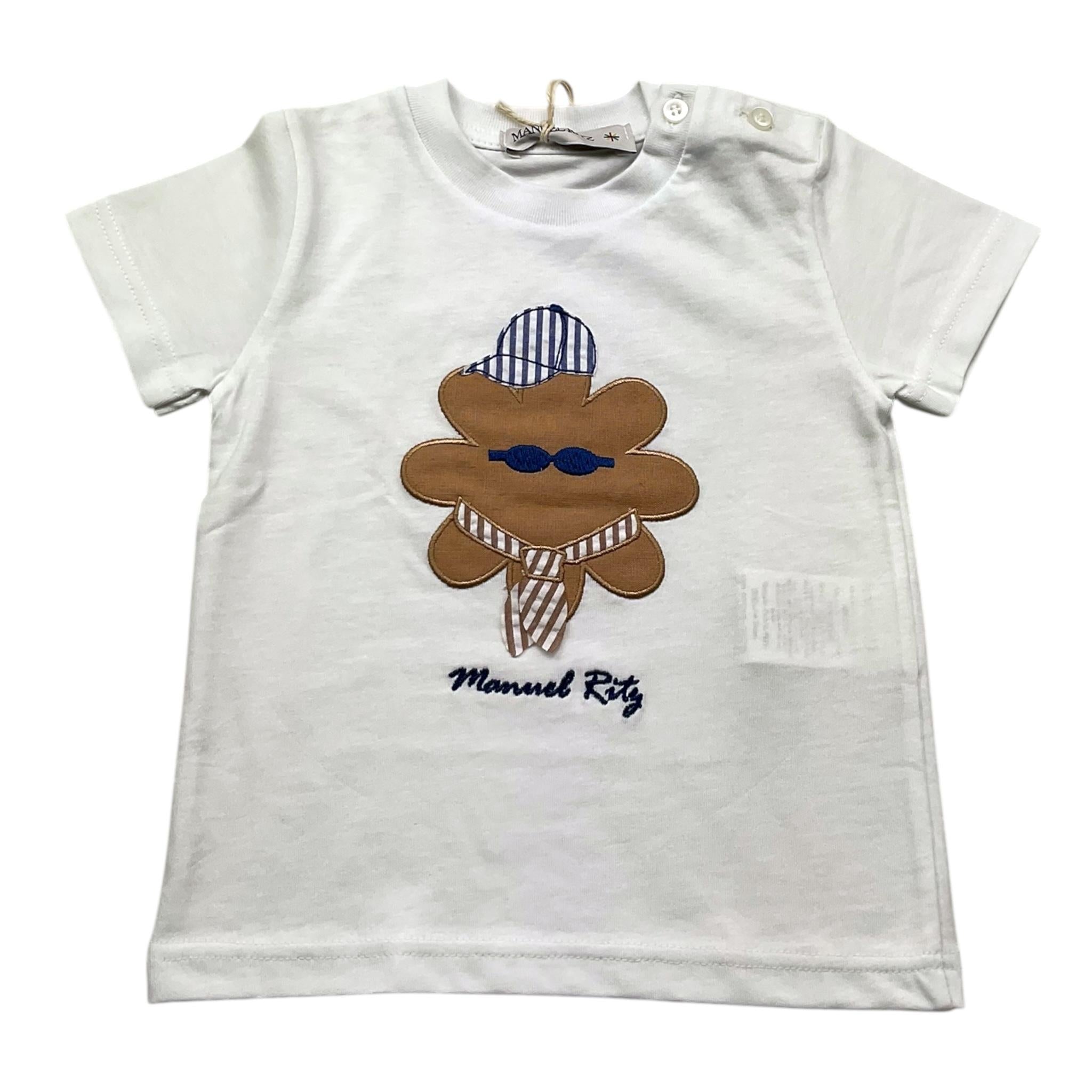 Manuel Ritz T-Shirt Girocollo Tinta Unita con Stampa per Neonato MR3107N BIANCO MANUEL RITZ 