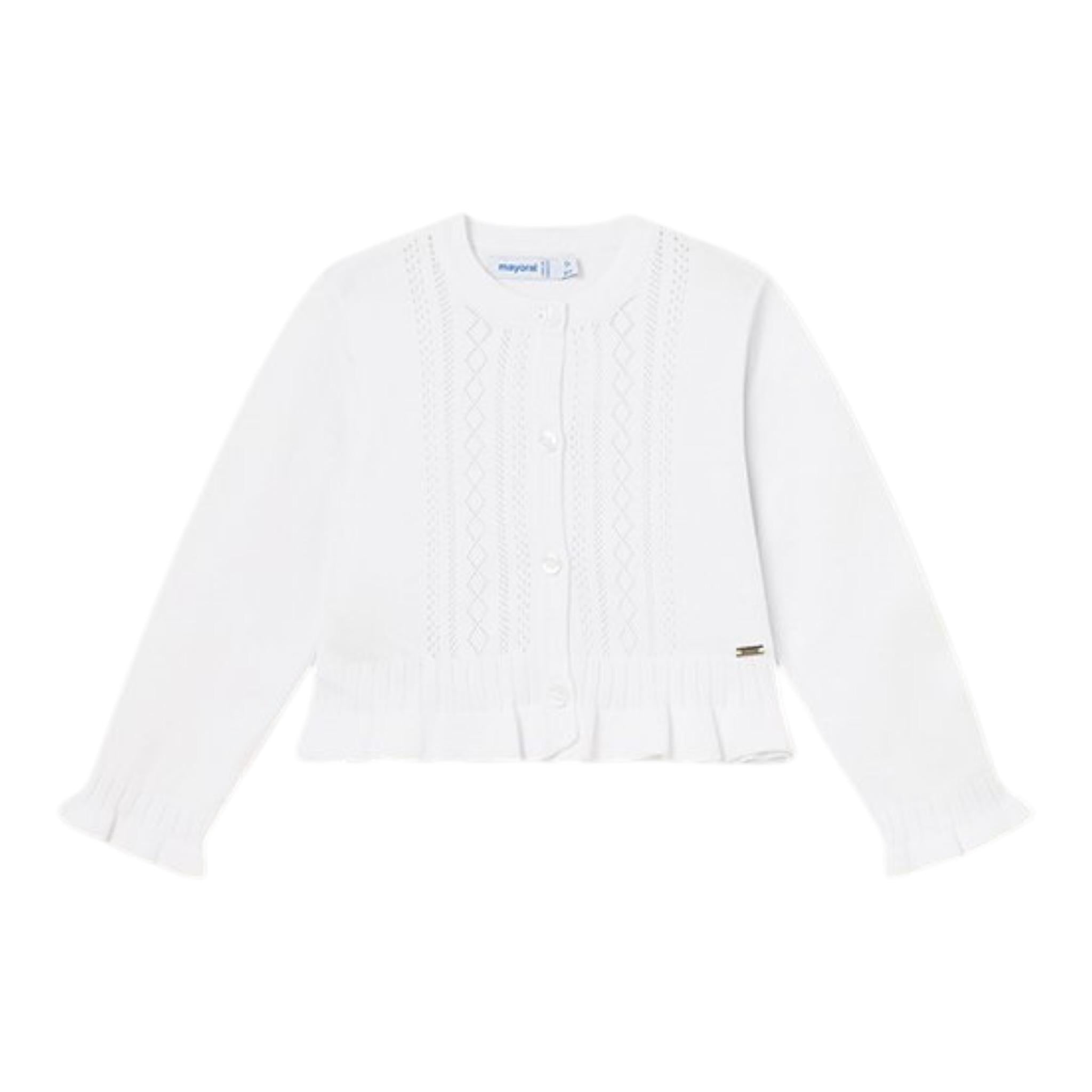 Mayoral Cardigan Tinta Unita con Ricami per Neonata 1383 BIANCO MAYORAL 