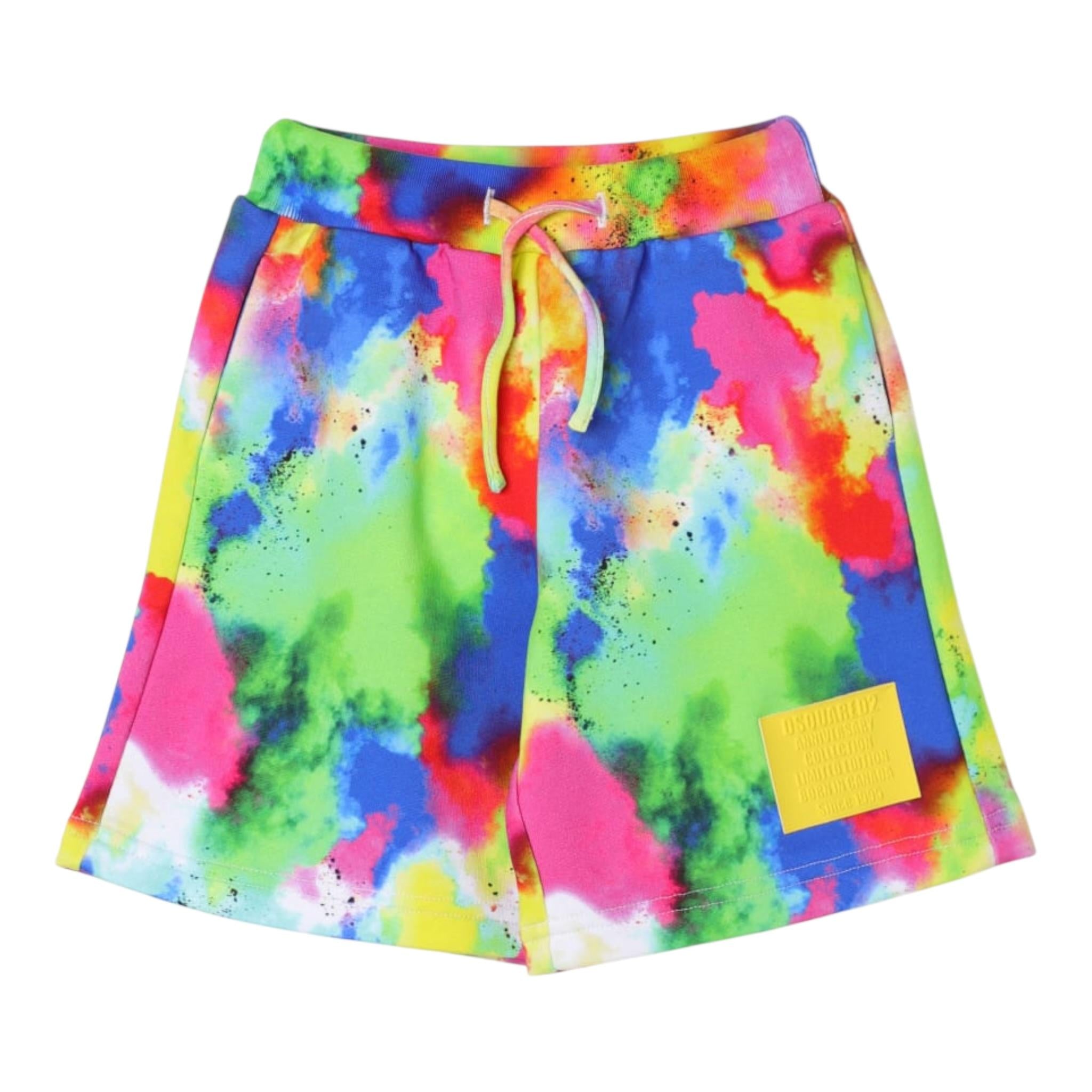 Dsquared2 Bermuda Felpa Stampa Fantasia per Bambino DQ2250 MULTICOLOR DSQUARED2 