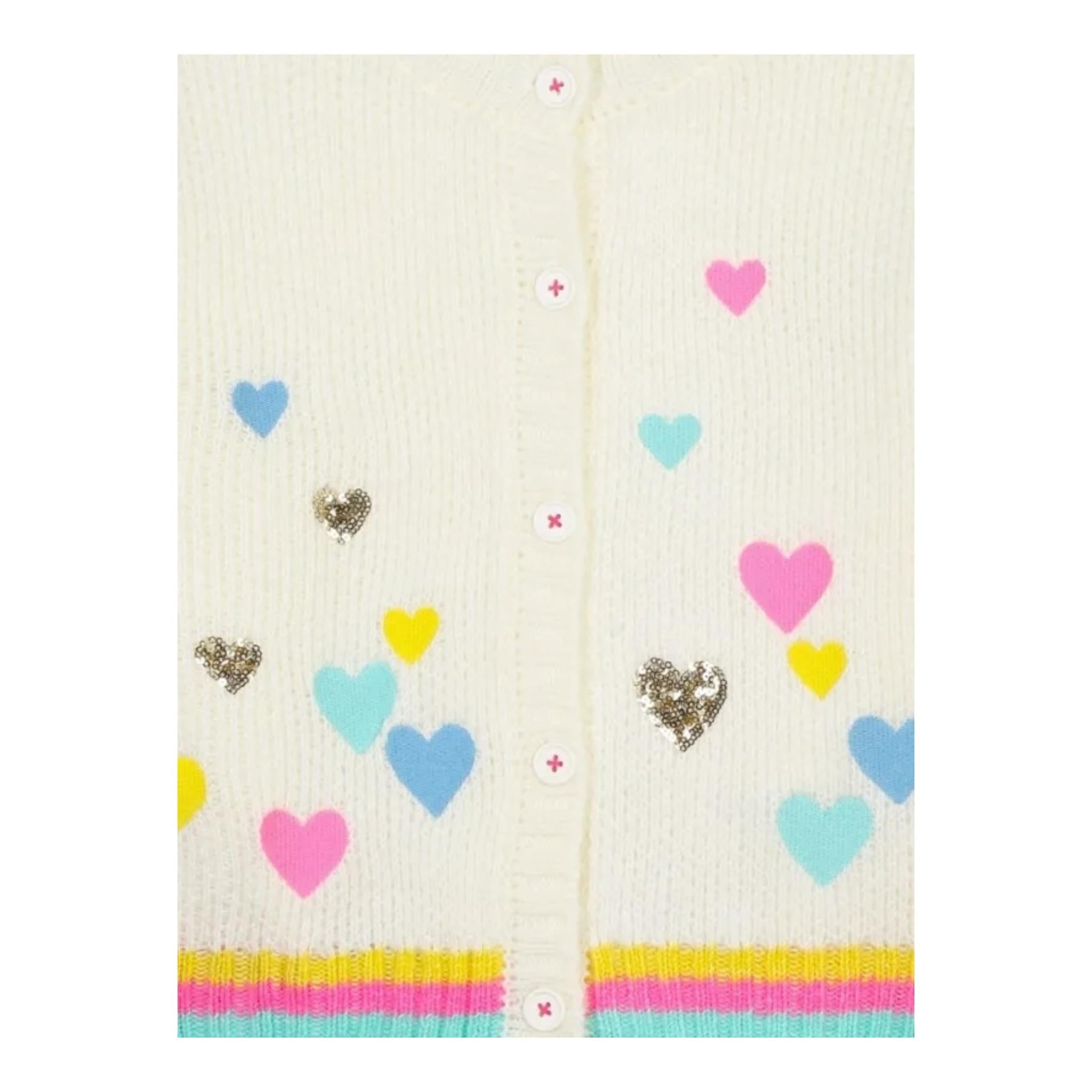 BillIEBLUSH cardigan tinta unita cn stampa cuori Panna per Neonata U20633 PANNA BillIEBLUSH 