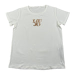 Liu Jo T-Shirt Girocollo Tinta Unita con Paillettes per Bambina GA5018XXXX PANNA/ORO LIU JO 