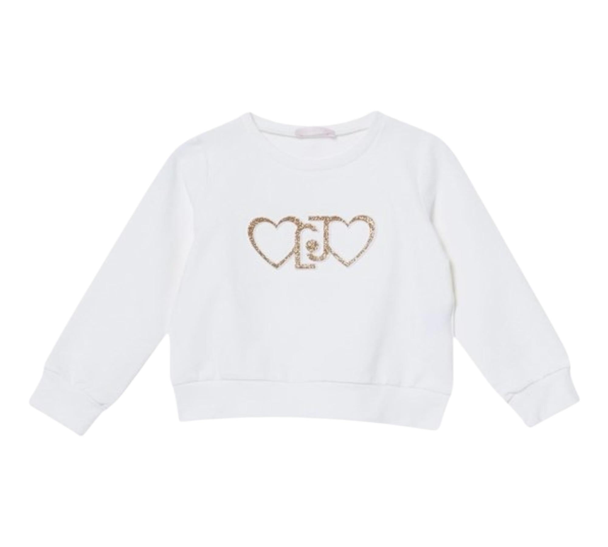 Liu Jo Felpa Chiusa Girocollo Tinta Unita con Logo per Bambina KA5014J BIANCO LIU JO 