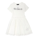John Richmond Abito Mezza Manica tinta unita con Logo Bianco per Bambina RGP25106VE BIANCO JOHN RICHMOND 