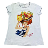 Monnalisa T-Shirt Girocollo Tinta Unita con Stampa per Bambina 117613S7 BIANCO MONNALISA 
