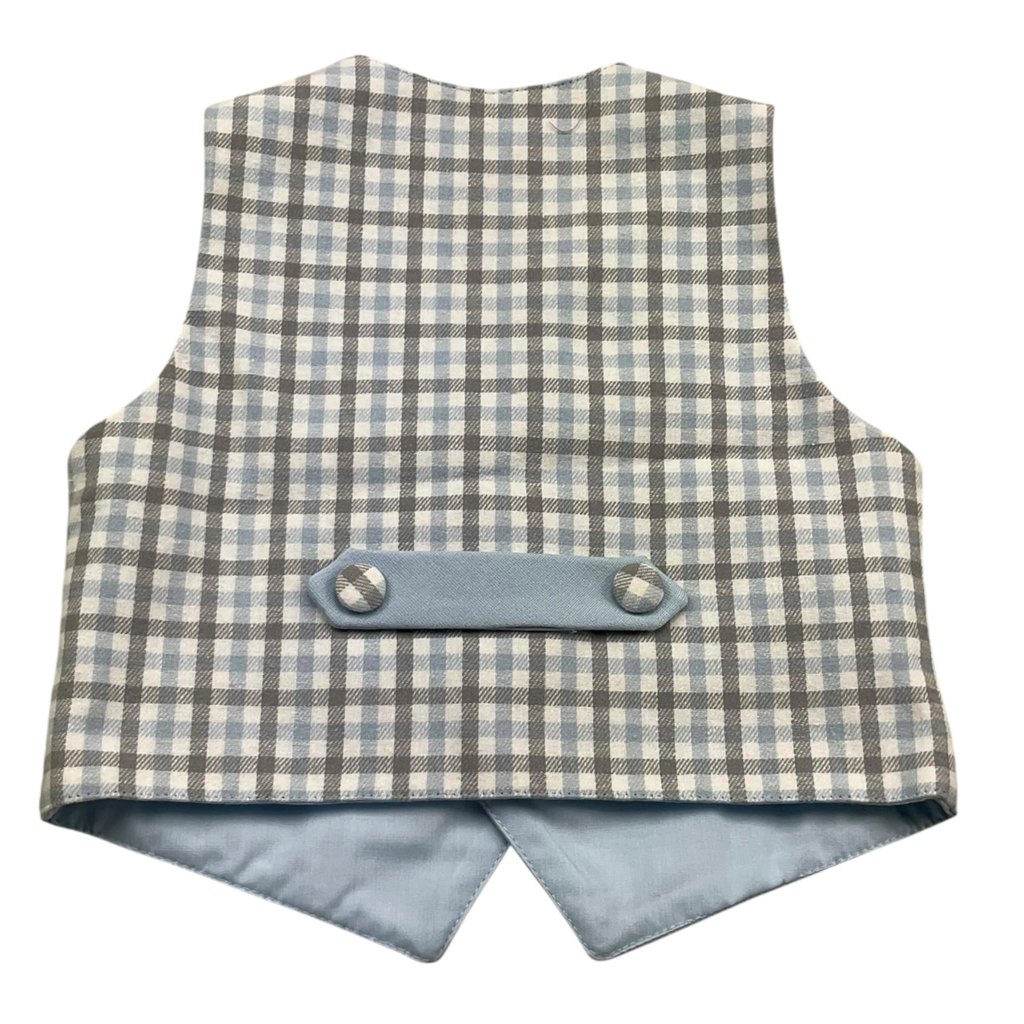 Ambaraba Gilet Tinta Unita con Parte Posteriore Fantasia Quadretti con Papillon per Neonato FM36093 AZZURRO AMBARABA 