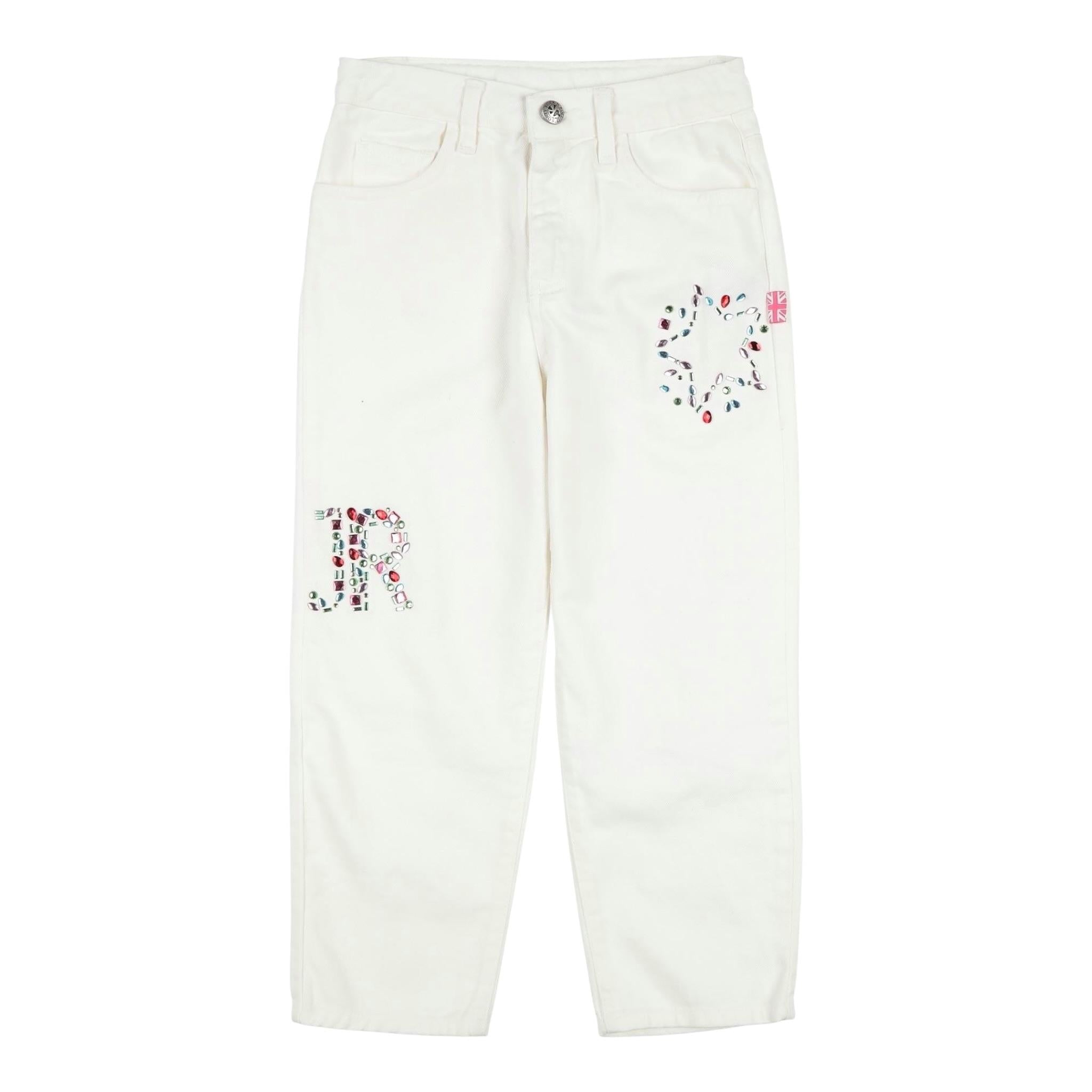 John Richmond Jeans tinta unita con Applicazioni Panna per Bambina RGP25180JE PANNA JOHN RICHMOND 
