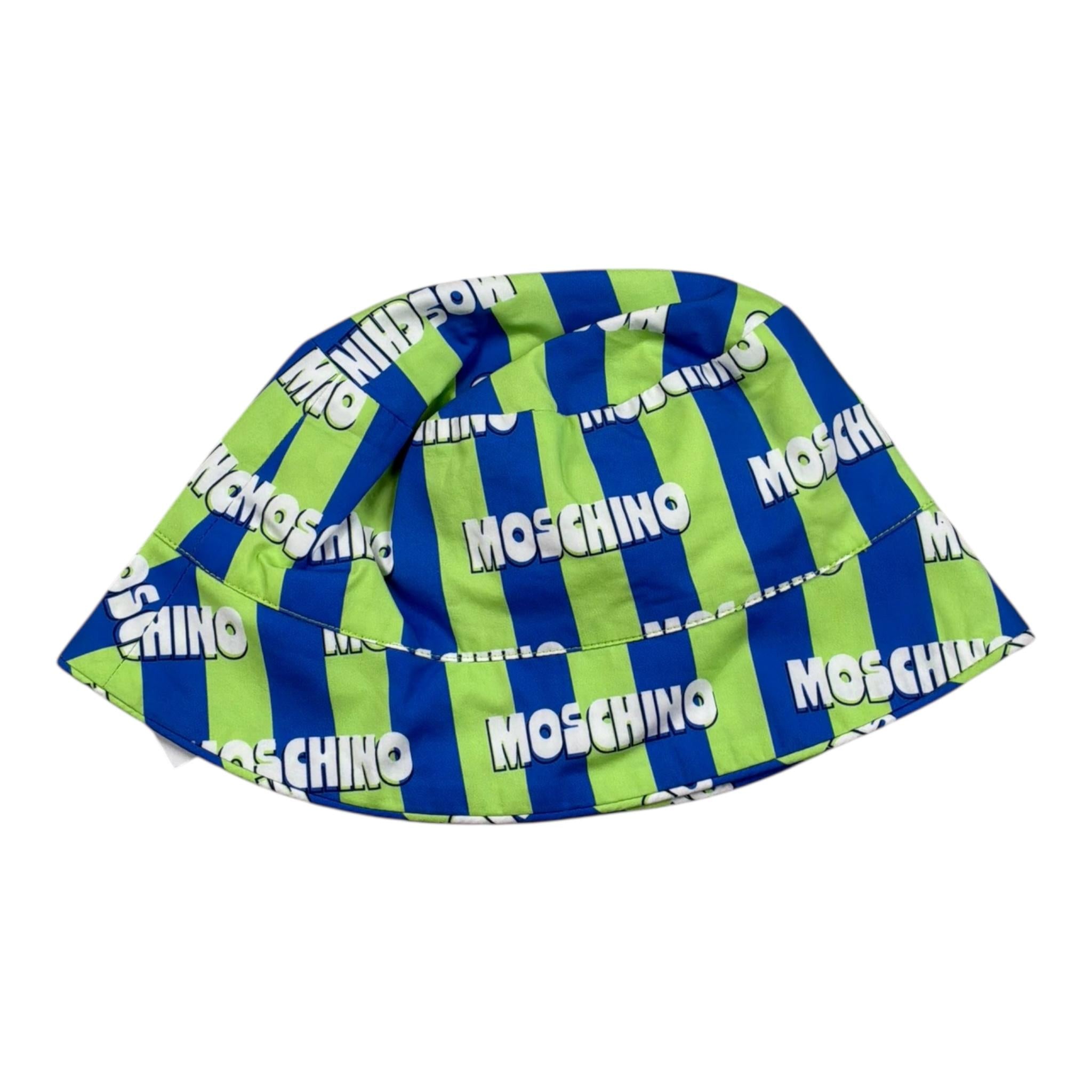 Moschino Cappello Modello Pescatore Bicolore con Stampa per Bambino HUX02Q VERDE/BLU MOSCHINO 