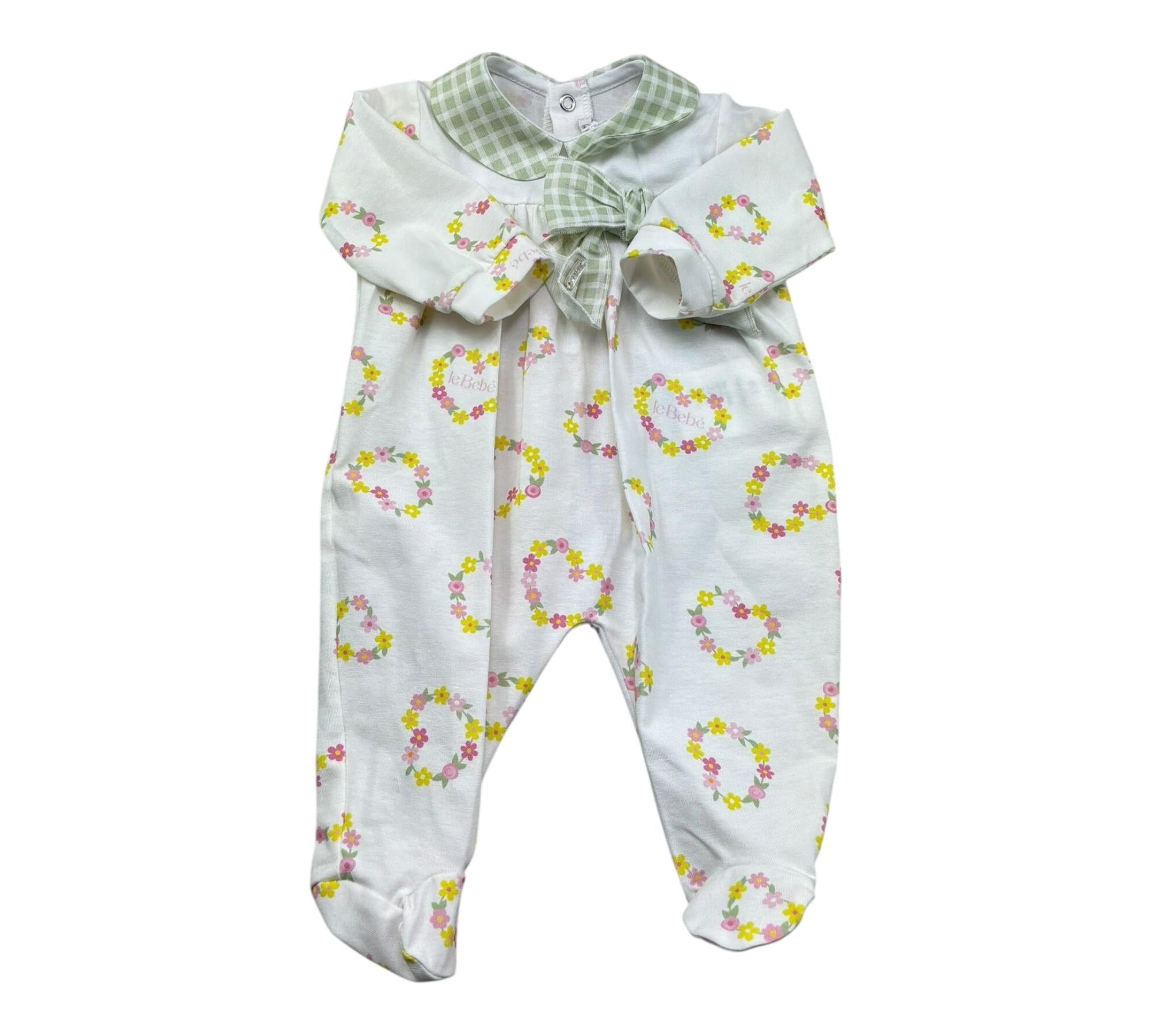 Le Bebe Tutina Manica Lunga Tinta Unita Fantasia Floreale per Neonata LBG6244 BIANCO LE BEBE 