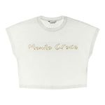 Manila Grace T-Shirt Tinta Unita con Stampa per Bambina 250TMJS25 BIANCO MANILA GRACE 