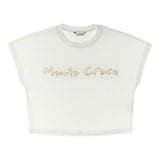 Manila Grace T-Shirt Tinta Unita con Stampa per Bambina 250TMJS25 BIANCO MANILA GRACE 