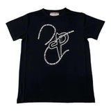 Cesare Paciotti Rundhals-T-Shirt, einfarbig, mit schwarzem Aufdruck für Kinder