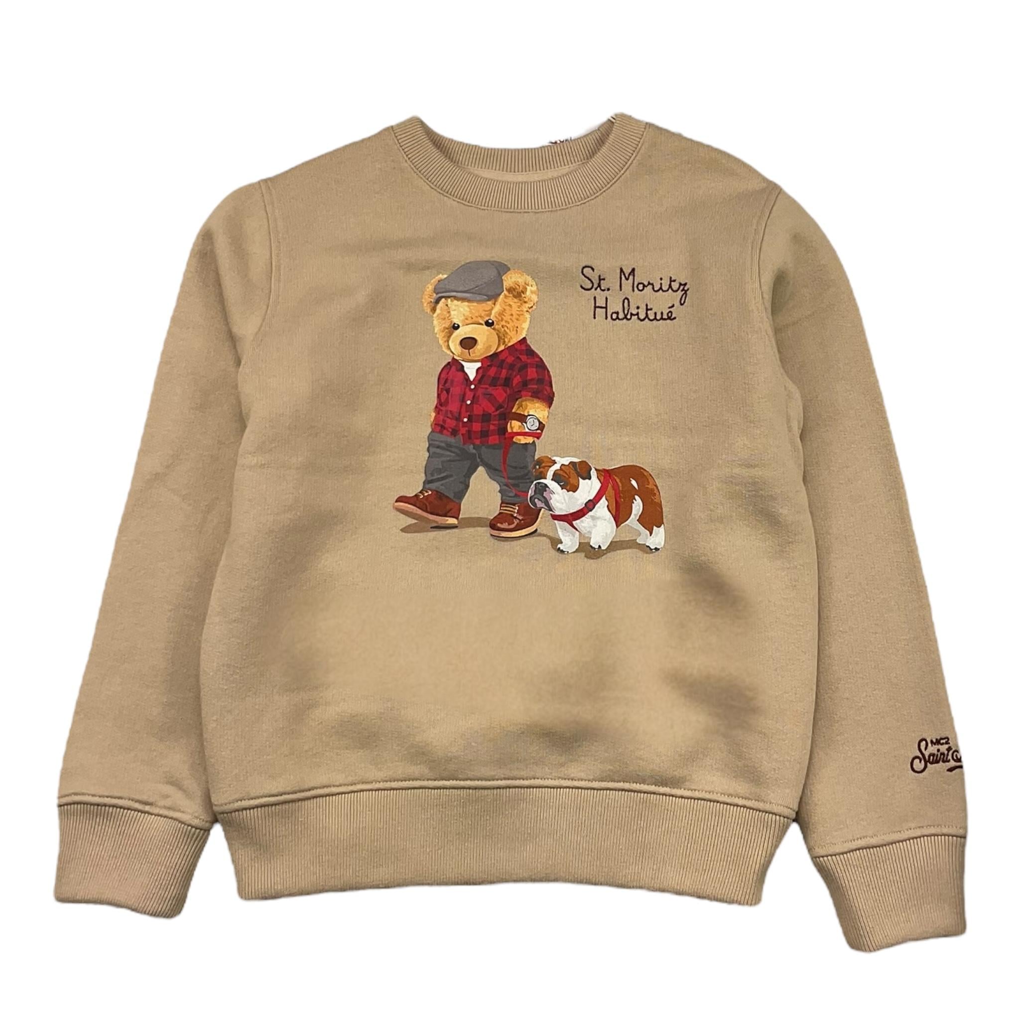 SAINT BARTH felpa girocollo tinta unita con stampa Beige per Bambino HUT00040 BEIGE SAINT BARTH 