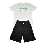 Diadora Completo 2 Pezzi T-Shirt-Leggins Bermuda Bicolore per Bambino 102181710 BIANCO/NERO DIADORA 