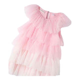 Sarabanda Abito Giromanica Tinta Unita con Tulle per Neonata 0B337 ROSA SARABANDA 