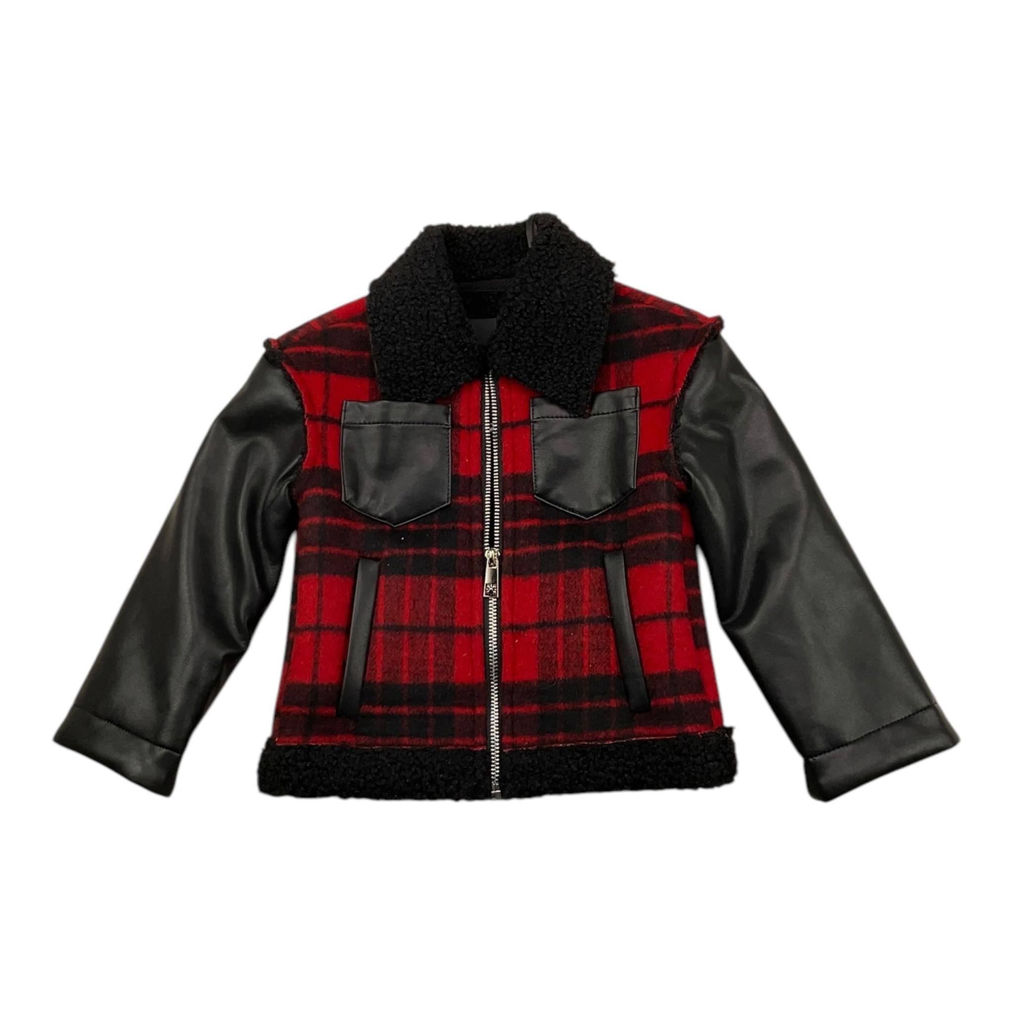 JOHN RICHMOND giubbino tinta unita con zip e fantasia scozzese Rosso per Neonato RIA25036GB ROSSO JOHN RICHMOND 