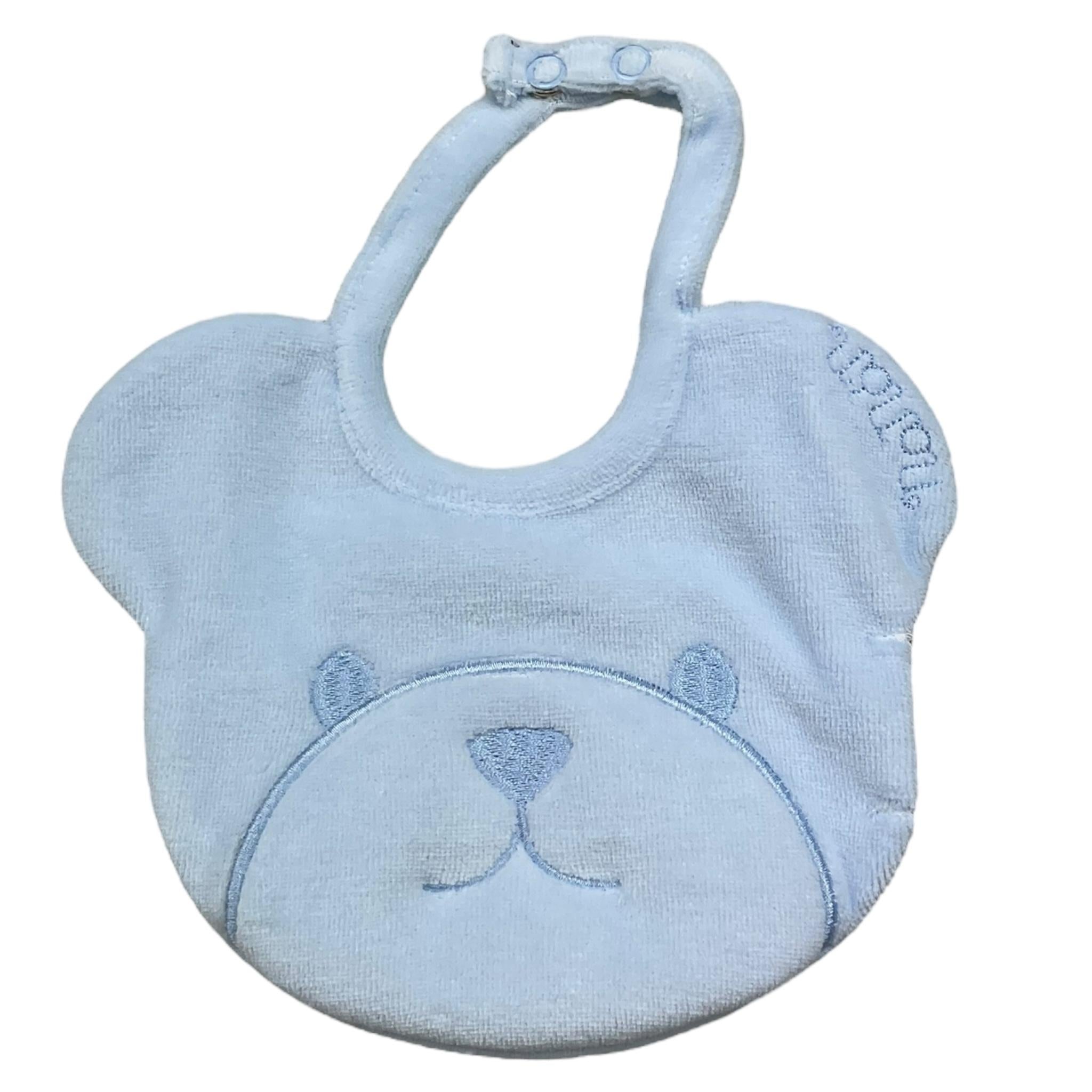 NANAN bavetta tinta unita con stampa in velluto Azzurro per Neonato I24045A AZZURRO NANAN 