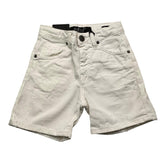 Patriot Bermuda In Denim Tinta Unita Con Strappi Bianco Per Bambino