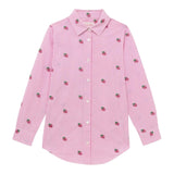 Saint Barth Camicia Bicolore con Fantasia A Righe per Bambina BRIG003 BIANCO/ROSA SAINT BARTH 