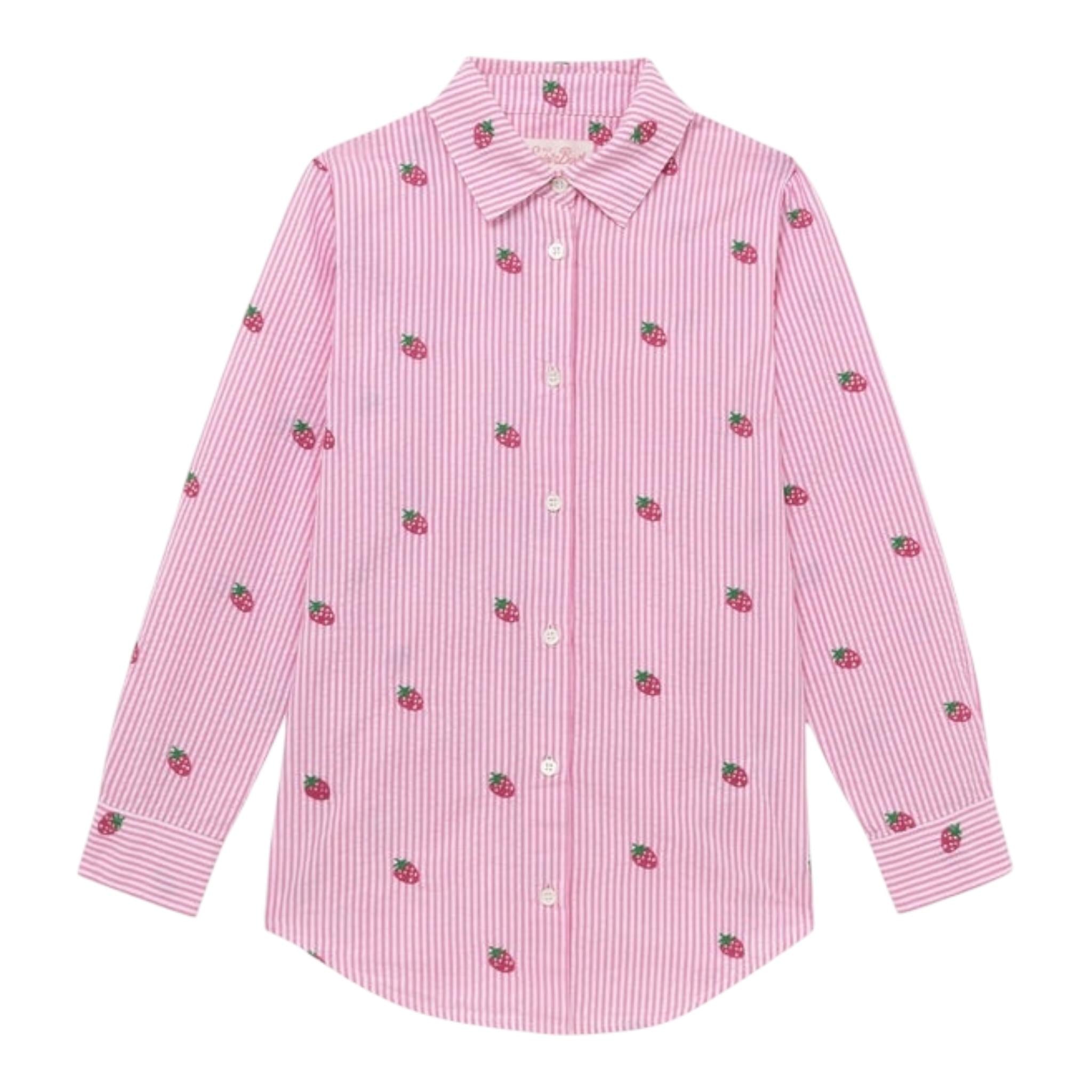 Saint Barth Camicia Bicolore con Fantasia A Righe per Bambina BRIG003 BIANCO/ROSA SAINT BARTH 