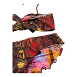 F**K Costume 2 Pezzi Triangolo-Fascia Tinta Unita con Fantasia per Bambina FJ20 ROSSO F**K 