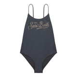 Saint Barth Costume Intero Tinta Unita con Brillantini per Bambina CECILLEJR GRIGIO SAINT BARTH 