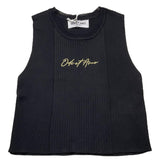 Odi Et Amo Top Giromanica Tinta Unita Con Stampa Logo Nero Per Bambina