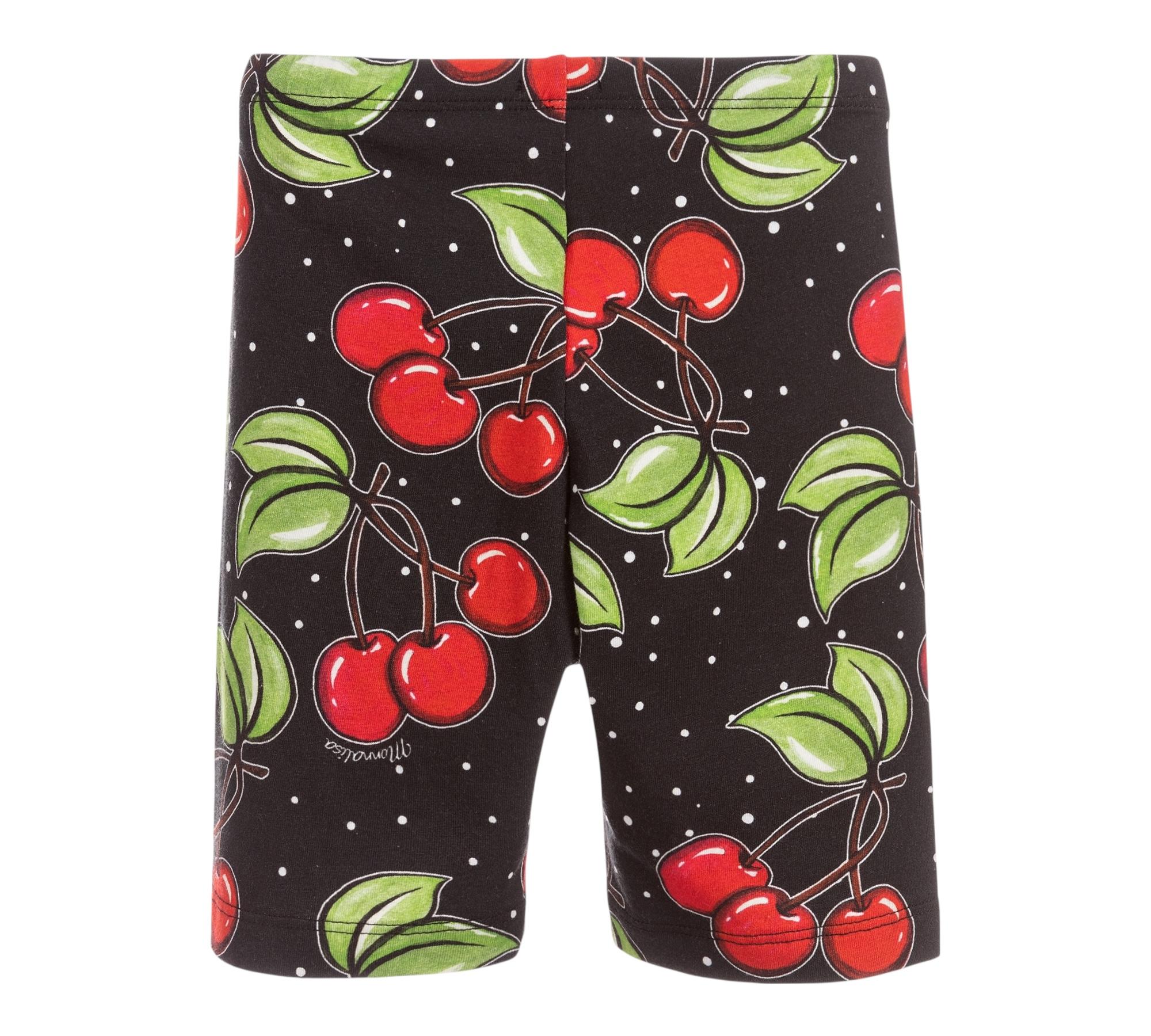 Monnalisa Leggins Ciclista Tinta Unita con Stampa Ciliegie per Bambina 115414 NERO MONNALISA 