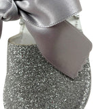 Indice Sandalo Tinta Unita con Brillantini E Fiocco per Neonata 318 ARGENTO INDICE 