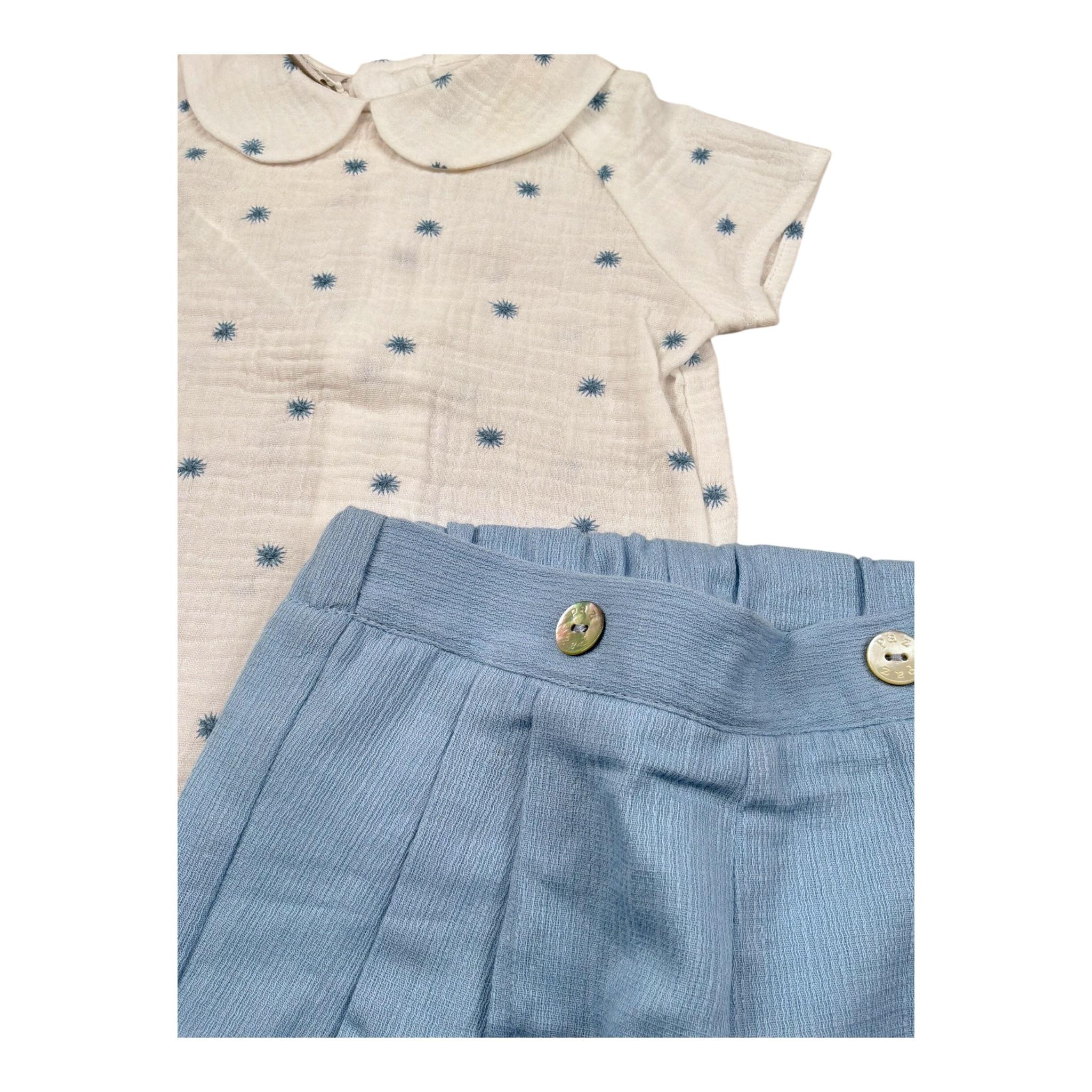 Paz Rodriguez Completo 2 Pezzi Camicia-Bermuda per Neonato 006150775 BIANCO/AZZURRO PAZ RODRIGUEZ 