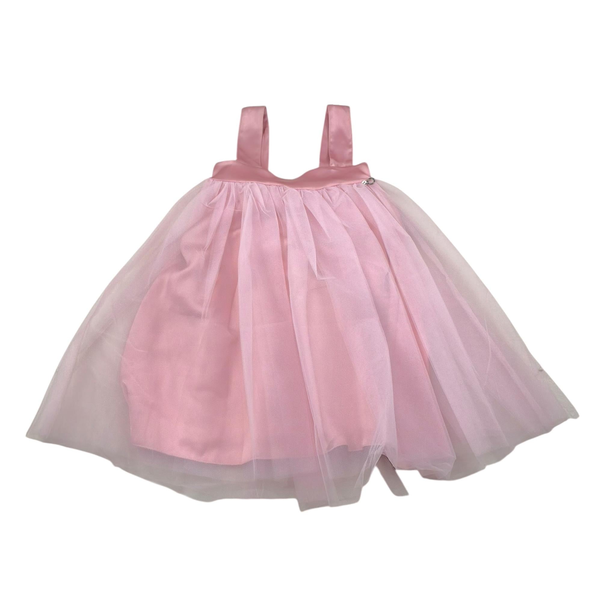 Relish Abito Tinta Unita con Tulle per Bambina 8852 ROSA RELISH 